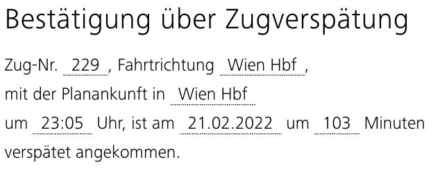 Verspätungsbestätigung